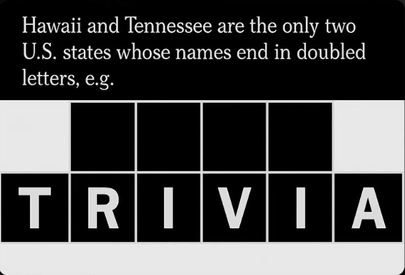 Hawaii and Tennessee NYT Crossword